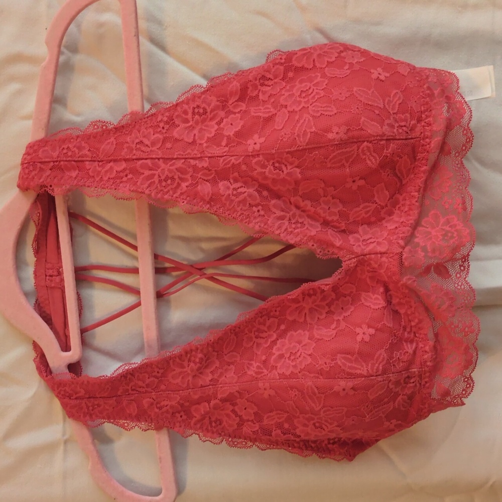 Lace Halter Bralette - Pink